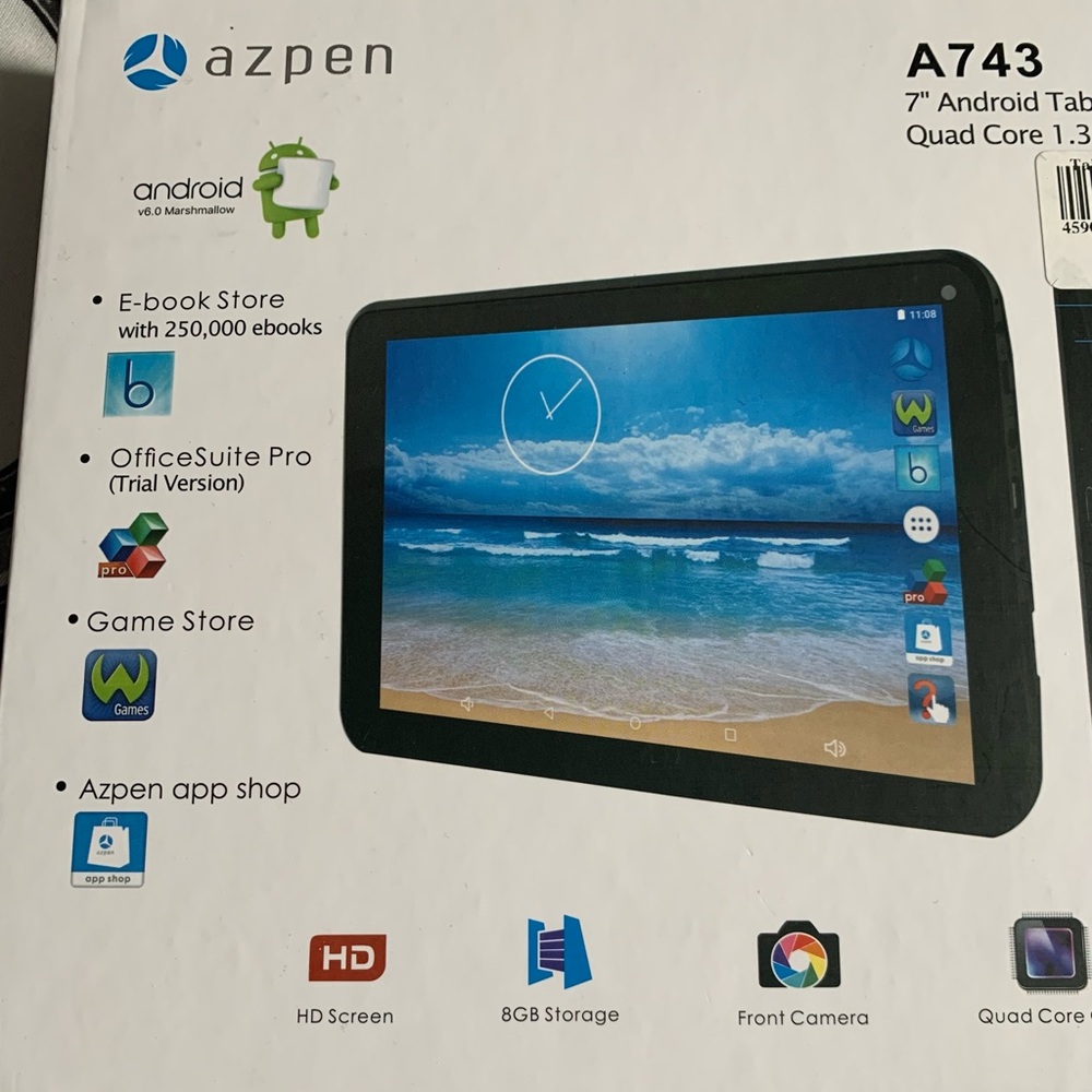 AZPEN 7” Android Tablet Quad Core 1.3 Processor NEW !